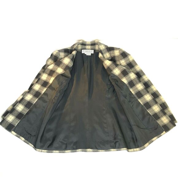 Carlisle Wool Blazer Sz 4 Plaid 90s Preppy Clueless Cher Style Toggle Closure - Picture 12 of 16